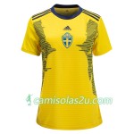 Camisolas de Futebol Suécia Equipamento Principal Copa do Mundo Feminino 2019 Manga Curta